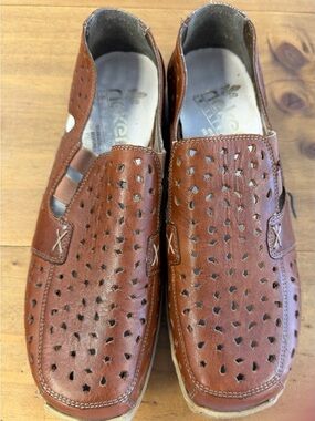 Rieker Women’s Cognac Perforated Slip-On Loafers